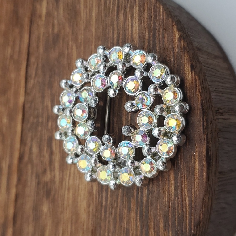 1950s Aurora borealis wreath crystal brooch B607‎